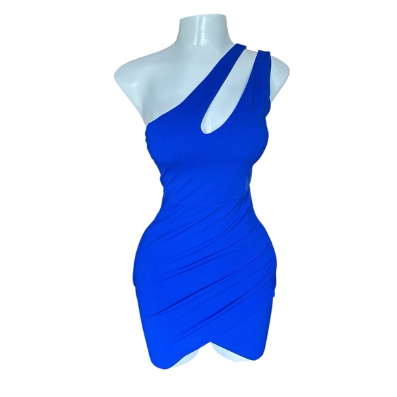 Elegant Blue One-Shoulder Dress - Picture 1 of 1